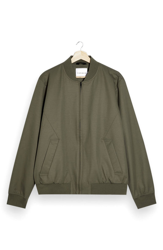 Topman lightweight bomber jacket in khaki