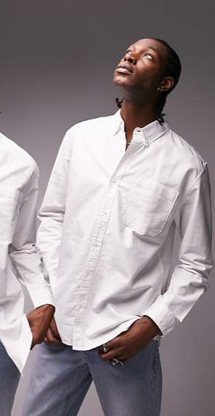 Topman - chemise Oxford décontractée à manches longues - Blanc