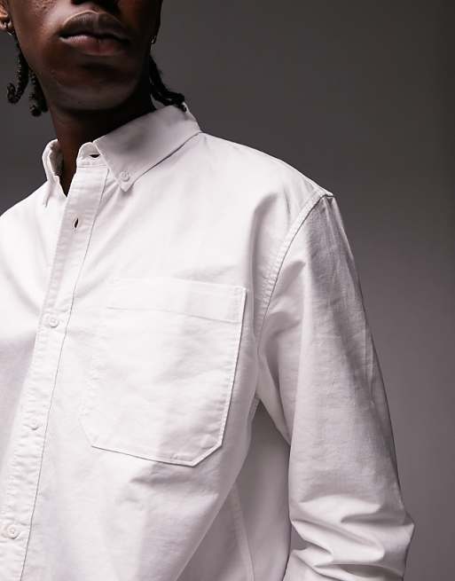 Topman - chemise Oxford décontractée à manches longues - Blanc