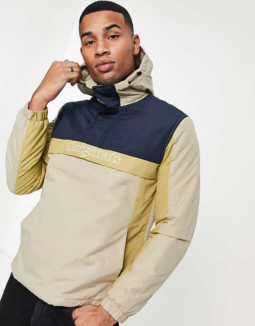 Jack & Jones Originals - Coupe-vent effet color block à enfiler - Beige