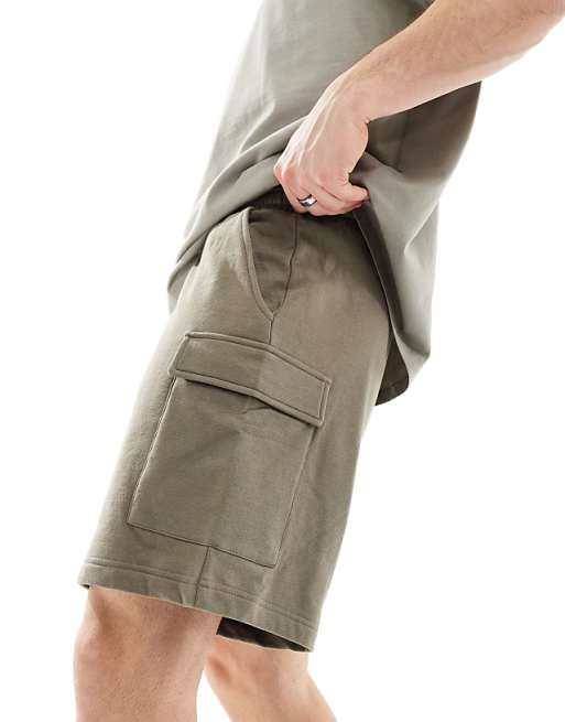 New Look - Short cargo en jersey - Kaki foncé