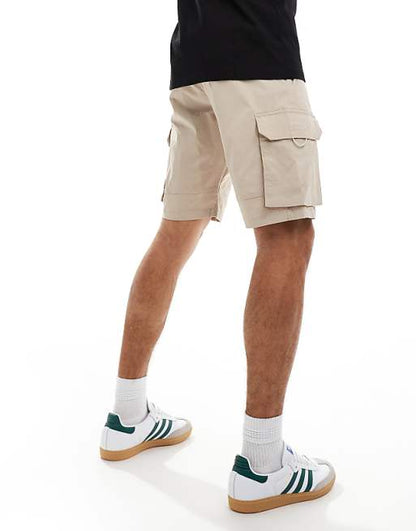 Jack & Jones - Short technique coupe cargo - Beige