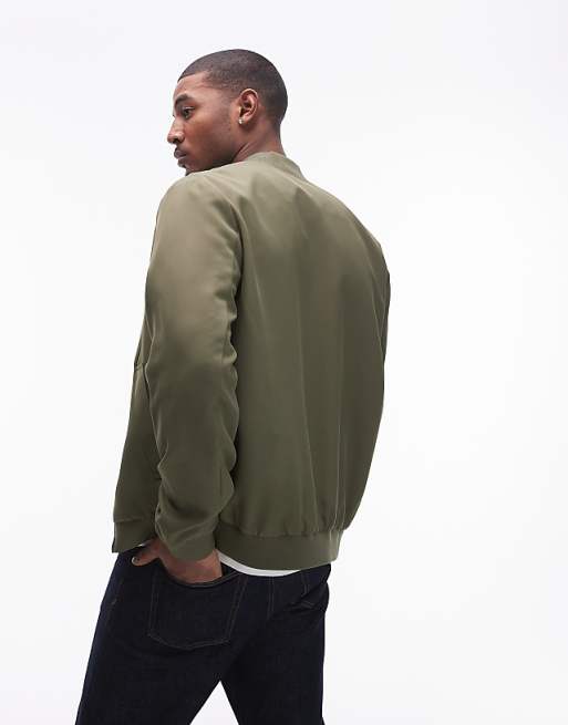 Topman lightweight bomber jacket in khaki