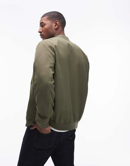 Topman lightweight bomber jacket in khaki