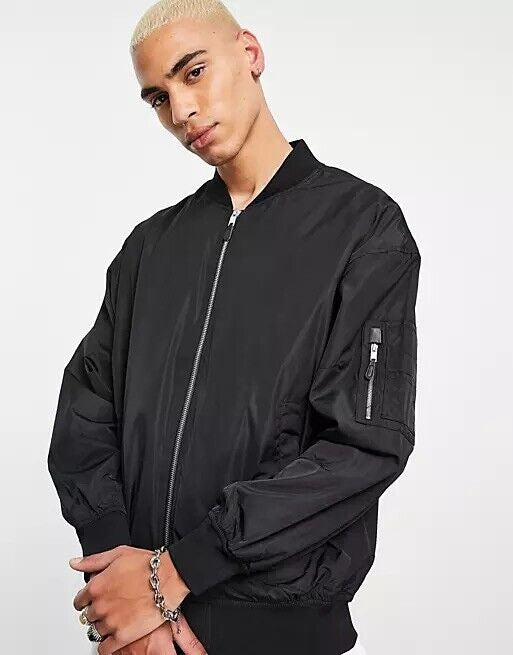 Men's Bershka Black Bomber Jacket